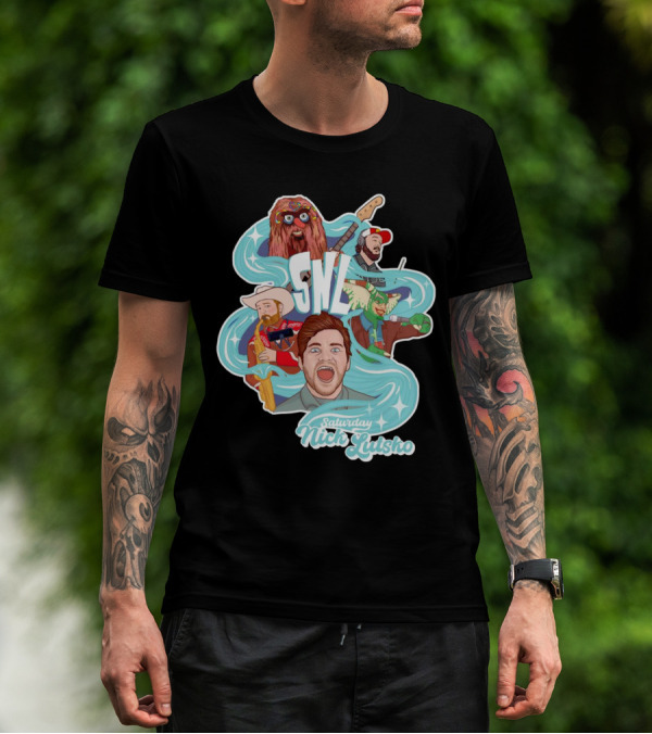 Saturday Nick Lutsko SNL Characters And Music Elements T-Shirt