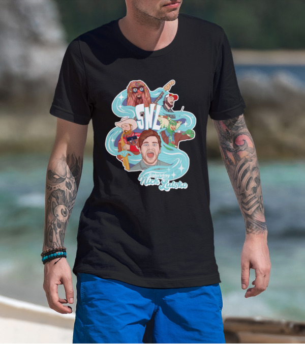 Saturday Nick Lutsko SNL Characters And Music Elements T-Shirt