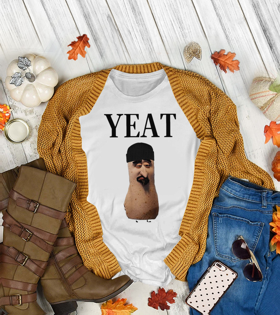 Yeat Luh Geeky Burrito Character with Beanie and Mustache T-Shirt