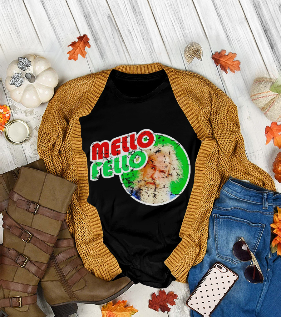 Mello Fello Vintage Distressed Green Red Circle with Bearded Man T-Shirt