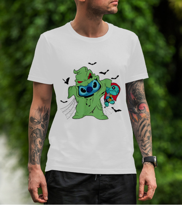 Oogie Boogie Bash Stitch Halloween Horror With Bats And Doll T-Shirt