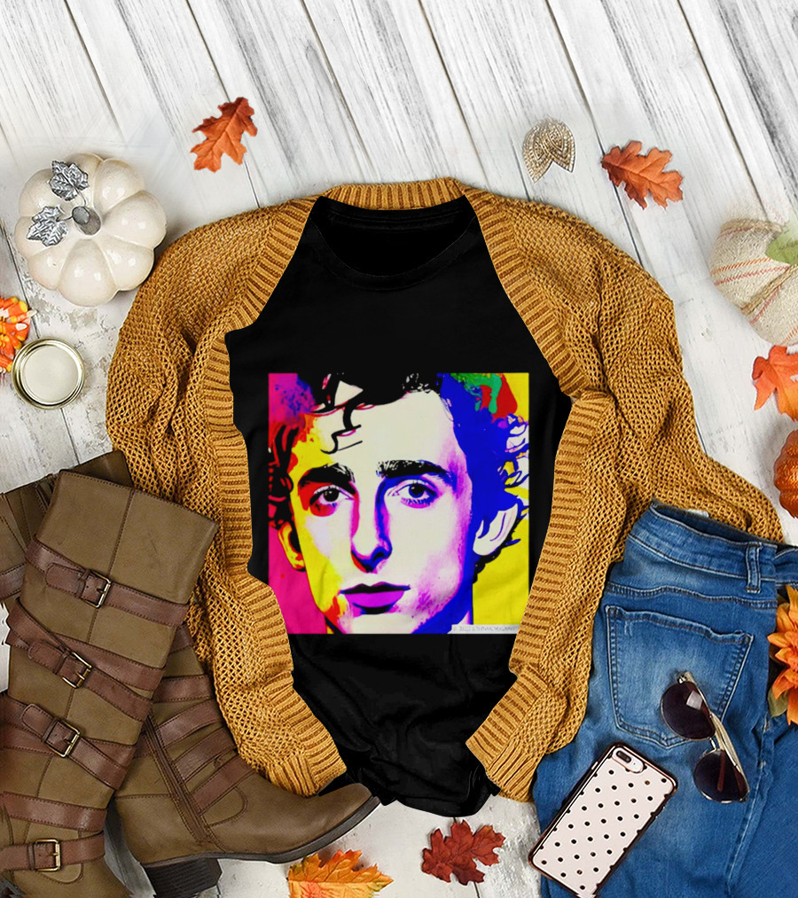 Timothee Chalamet Pop Art Portrait Multicolored Andy Warhol T-Shirt