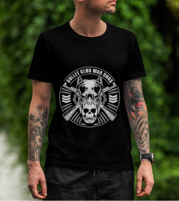 Bullet Club War Dogs Skull And Crossed Guns Emblem T-Shirt