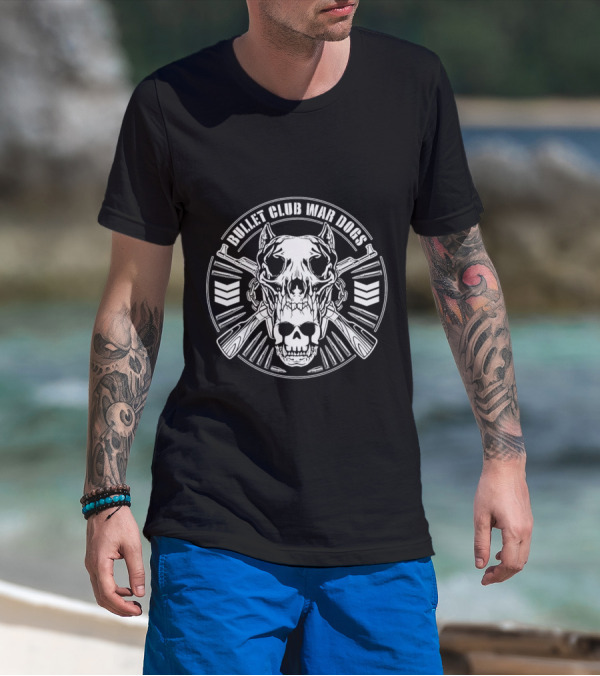 Bullet Club War Dogs Skull And Crossed Guns Emblem T-Shirt
