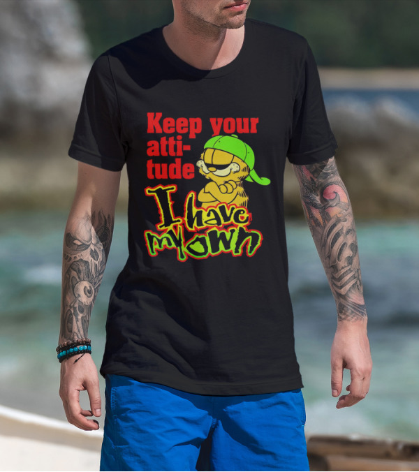 Garfield Keep Your Attitude I Have My Own Graffiti Style Baseball Cap T-Shirt