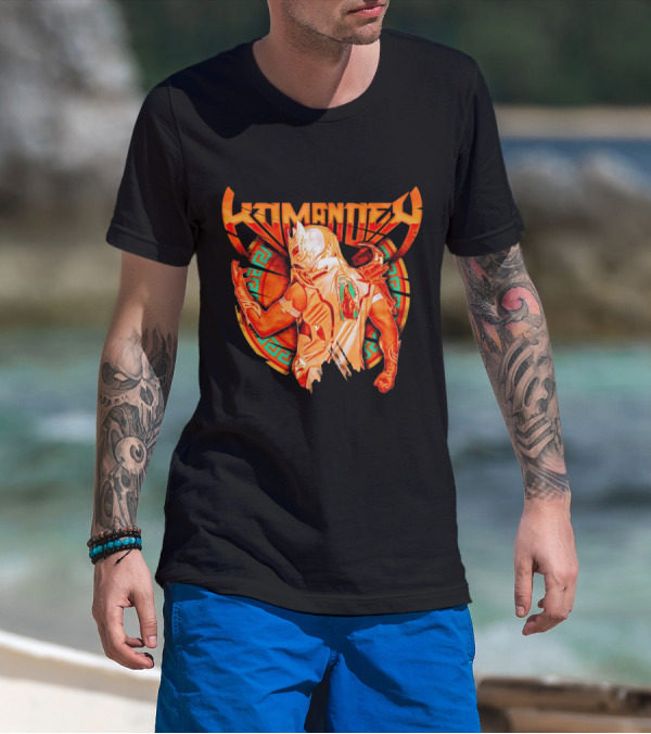Kommander El As Del Espacio Guerrero Con Máscara Y Tatuaje Espiral Colorido T-Shirt