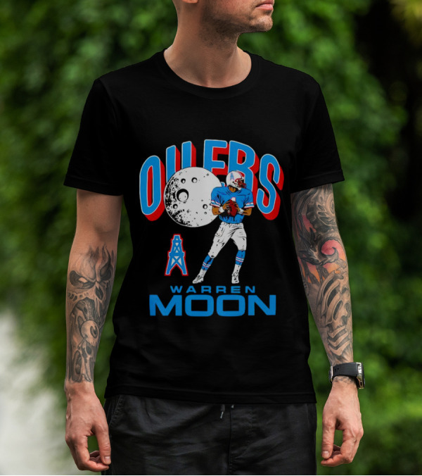 Tennessee Titans Oilers Warren Moon Retro Football Legend T-Shirt