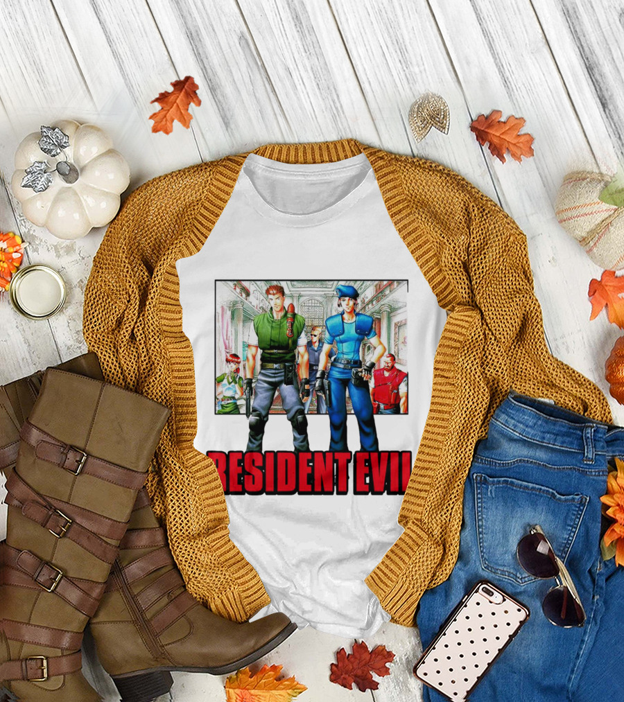 Resident Evil Classic Characters and Mansion Scene T-Shirt