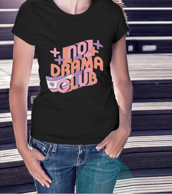 No Drama Club Cute Cartoon Heart Stripes And Shapes T-Shirt