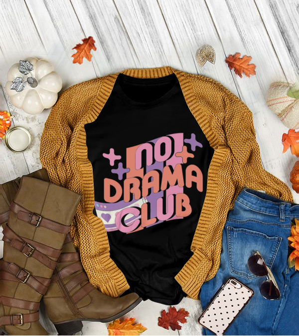 No Drama Club Cute Cartoon Heart Stripes And Shapes T-Shirt