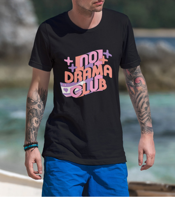 No Drama Club Cute Cartoon Heart Stripes And Shapes T-Shirt