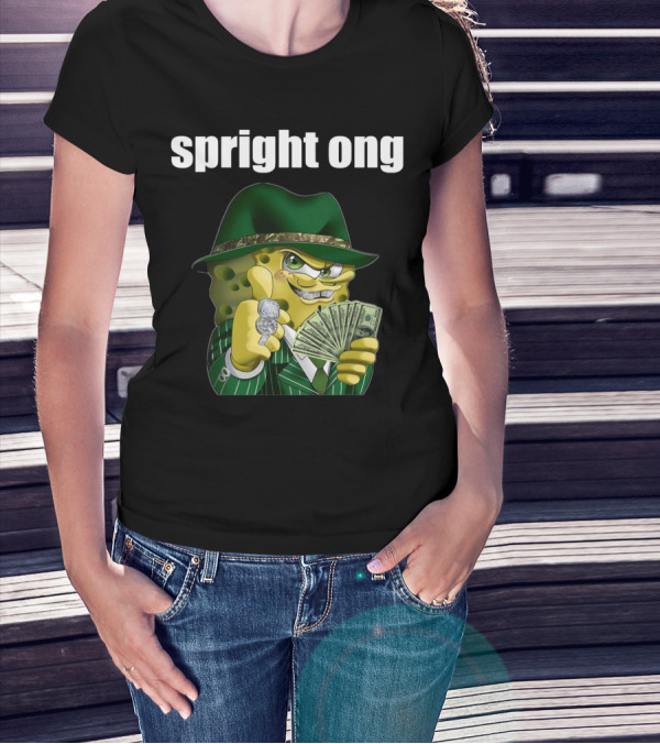 Spright Ong Money Spongebob In Green Suit With Cash T-Shirt