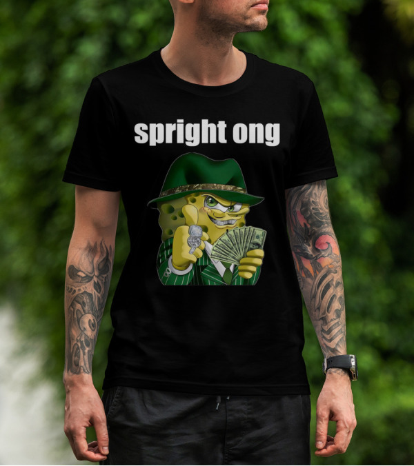 Spright Ong Money Spongebob In Green Suit With Cash T-Shirt