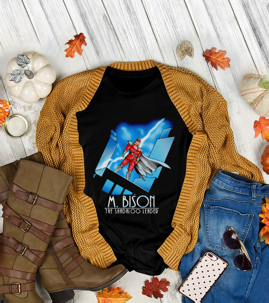 M. Bison The Shadaloo Leader Character with Lightning and Cityscape T-Shirt