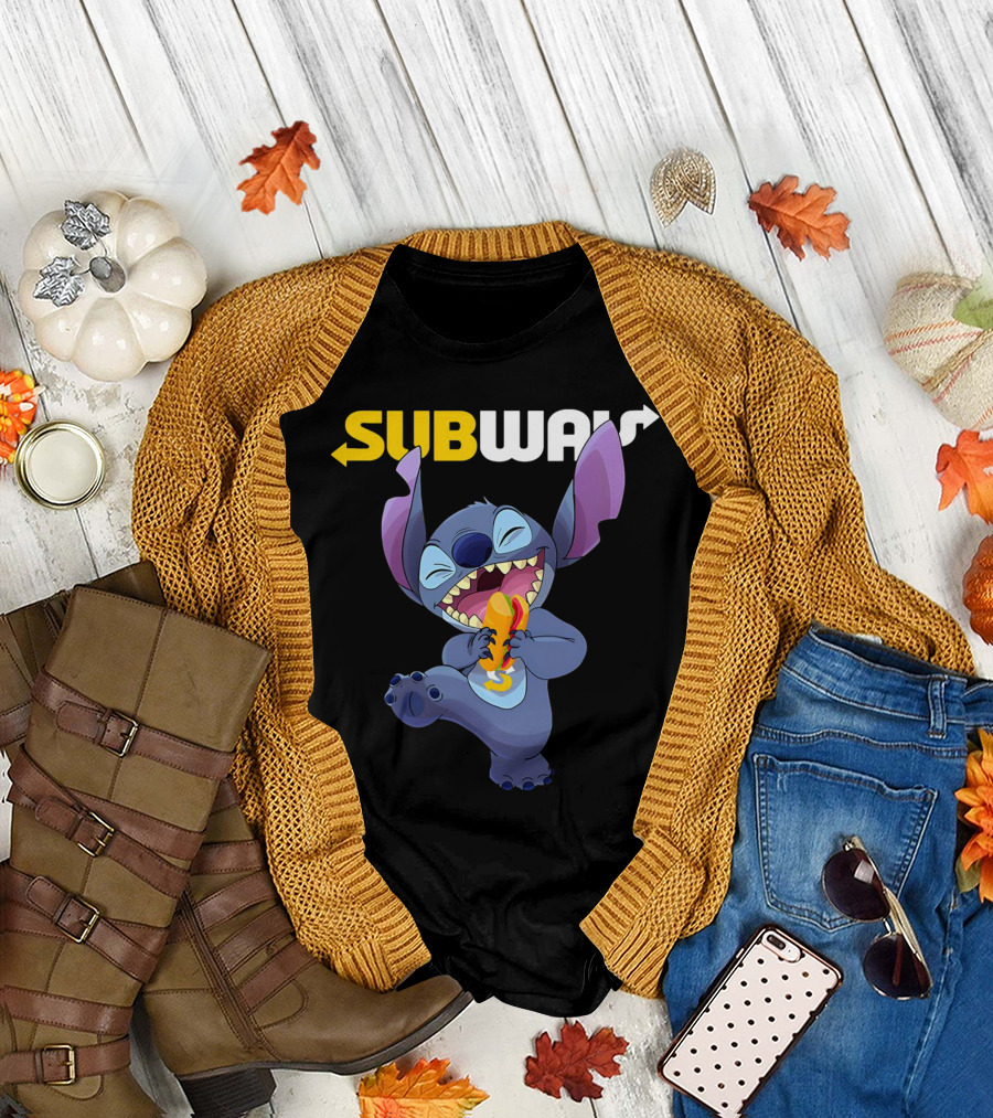 SUBWAY Stitch Eating Hotdog T-Shirt
