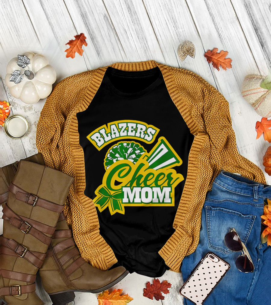 Blazers Cheer Mom Pom Pom and Megaphone Enthusiast T-Shirt