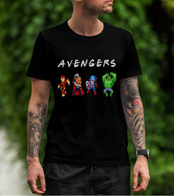 Avengers Iron Man Thor Captain America Hulk Chibi Characters T-Shirt