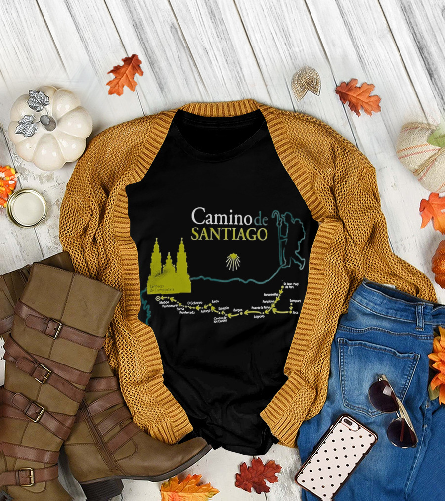 Camino de Santiago Pilgrimage Route Santiago de Compostela Map T-Shirt