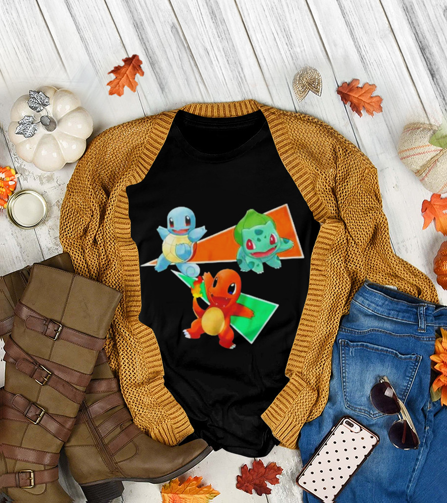 Charmander Bulbasaur Squirtle Pokemon Starter Trio T-Shirt