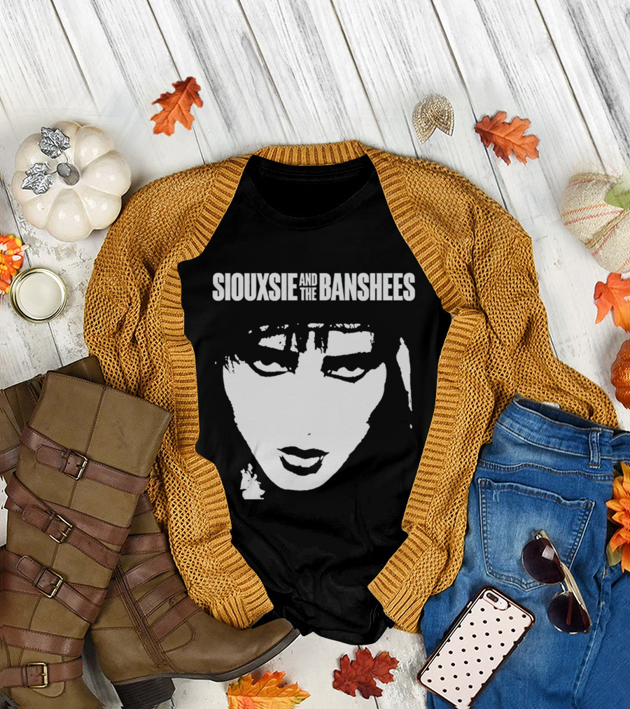 Siouxsie and the Banshees Bold Black and White Stylized Face T-Shirt