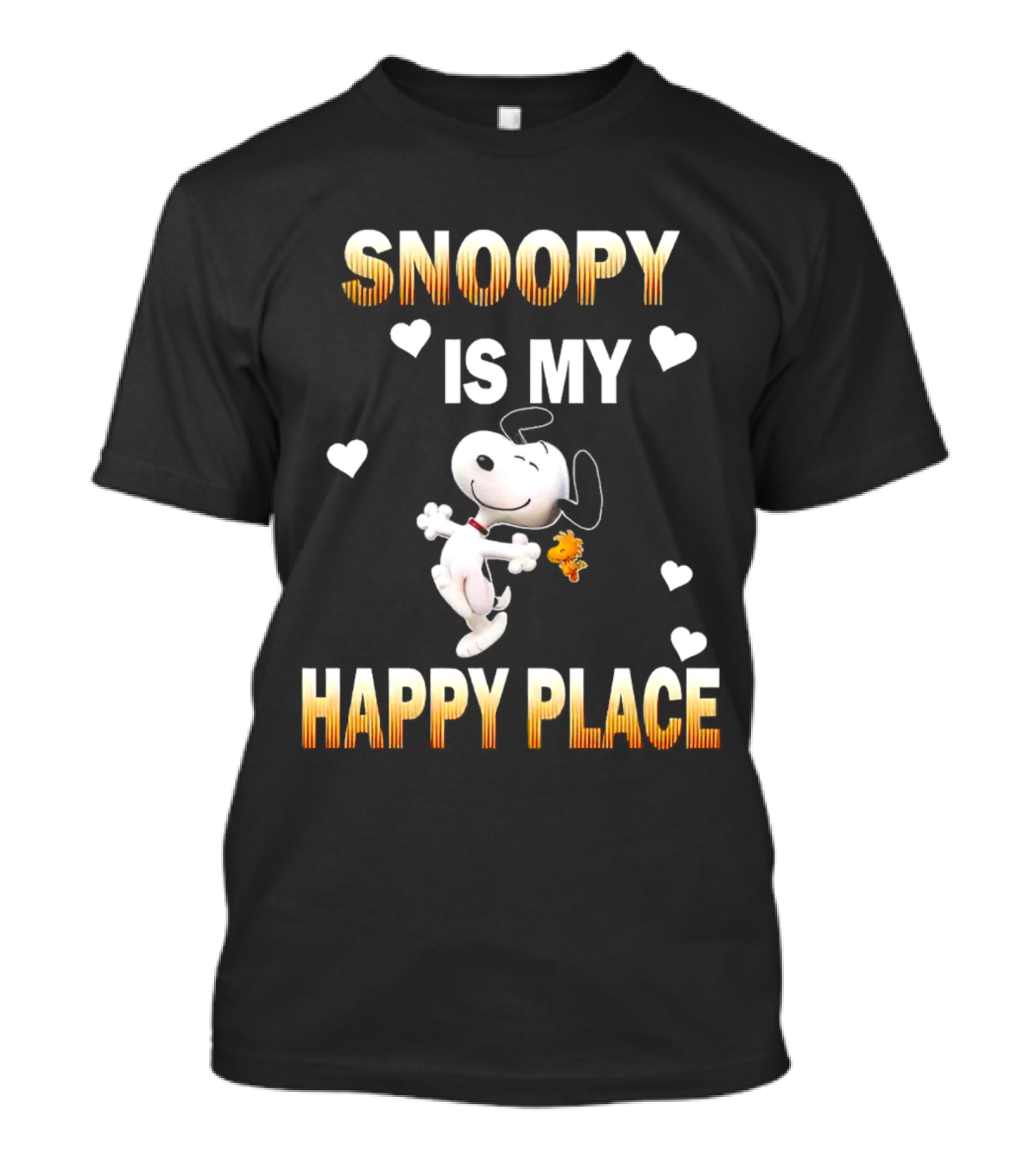 Snoopy Is My Happy Place Hearts Woodstock T-Shirt