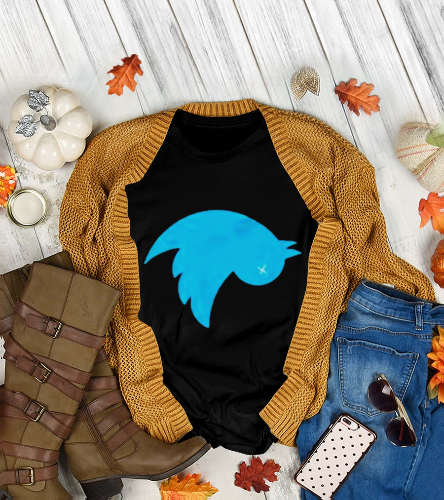 Twitter Logo Upside Down Bird with X Eyes T-Shirt