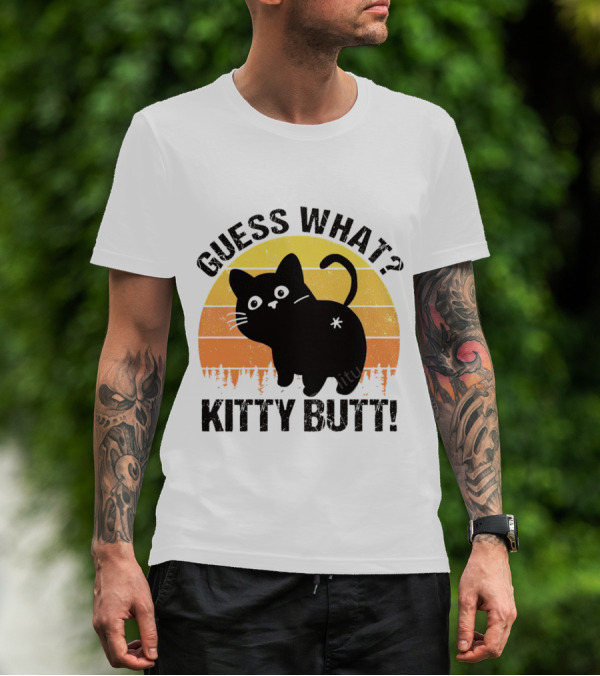 Guess What Kitty Butt Retro Sunset Forest T-Shirt