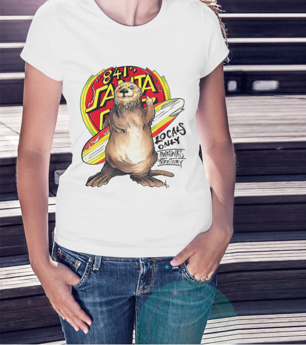 Otter 841 Santa Cruz Locals Only Awaswas Territory Surfing T-Shirt