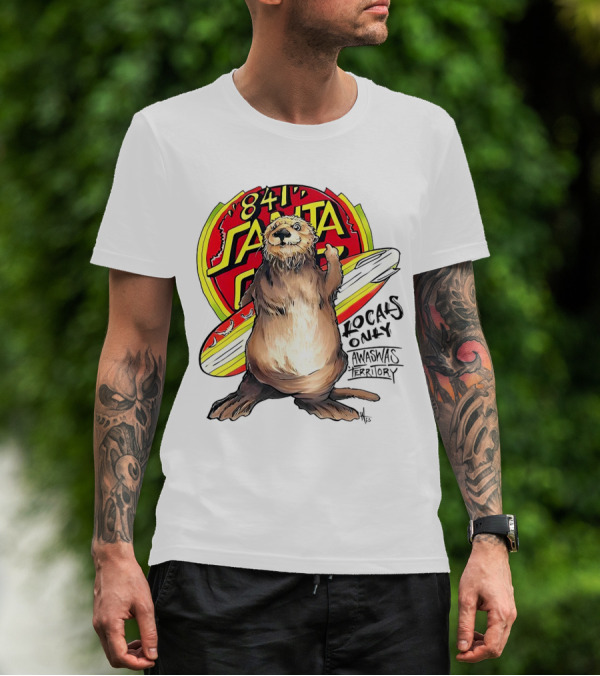 Otter 841 Santa Cruz Locals Only Awaswas Territory Surfing T-Shirt