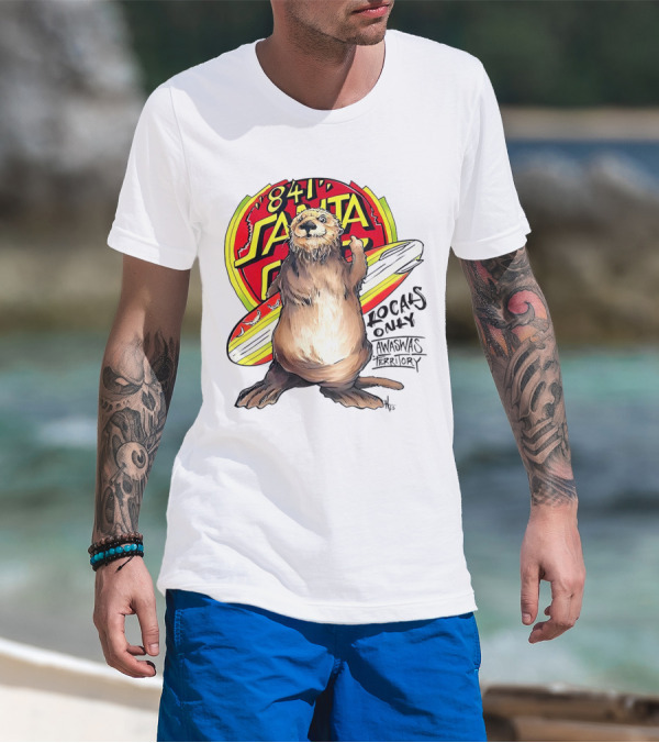 Otter 841 Santa Cruz Locals Only Awaswas Territory Surfing T-Shirt