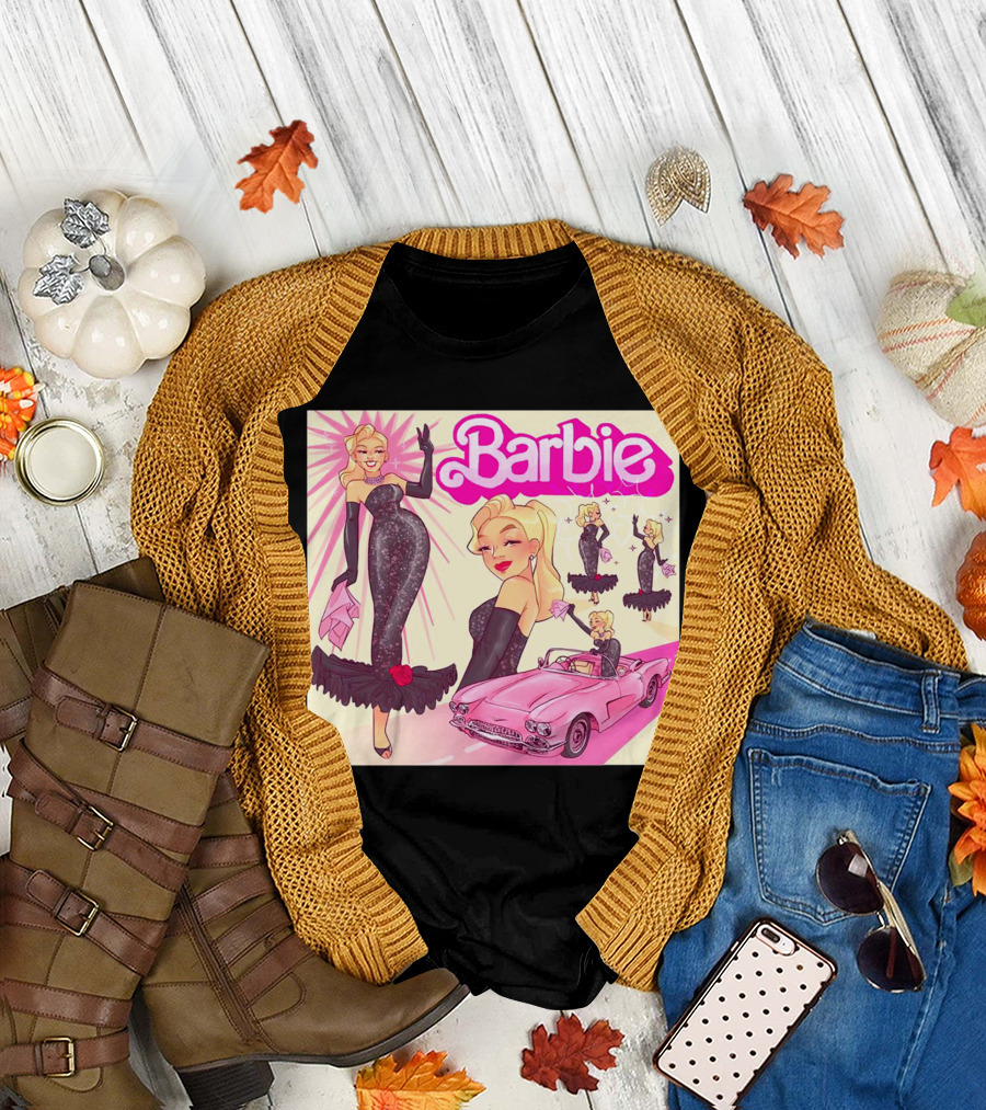 Barbie Glamorous Star with Pink Cadillac and Sparkling Dress T-Shirt