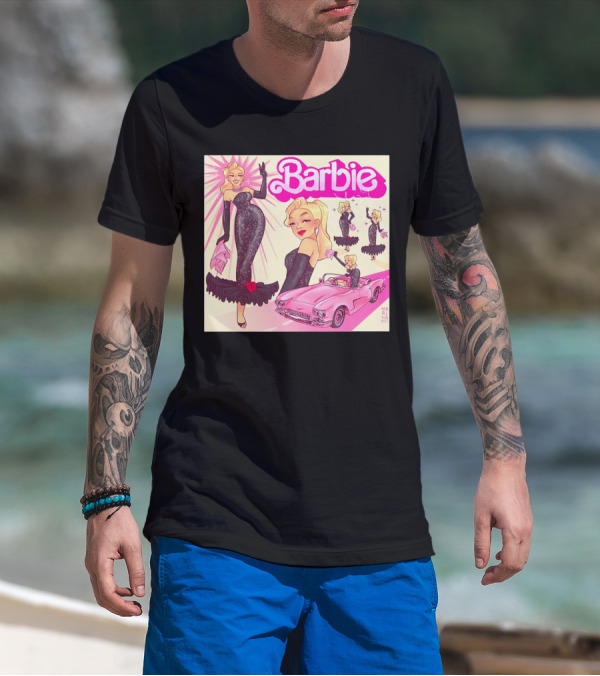 Barbie Glamorous Star With Pink Cadillac And Sparkling Dress T-Shirt