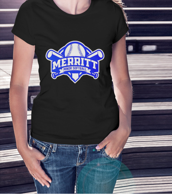 Merritt Minor Softball Baseball Crossed Bats Emblem T-Shirt