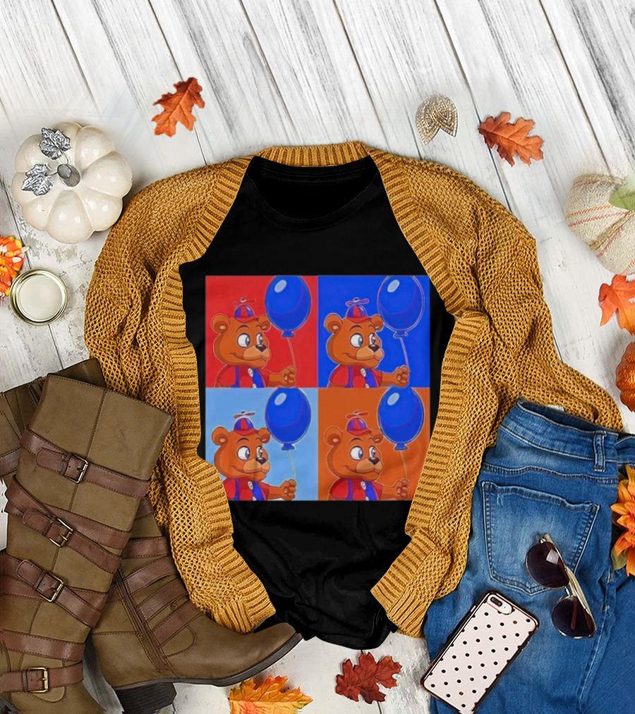 Balloon Freddy Pop Art Style Multicolor Collage T-Shirt