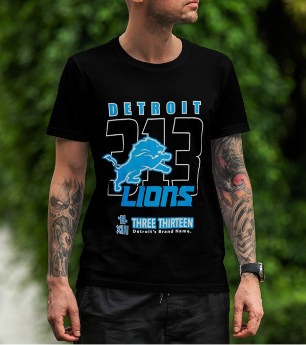 Detroit 313 Detroit Lions Three Thirteen XIII Brand Name T-Shirt