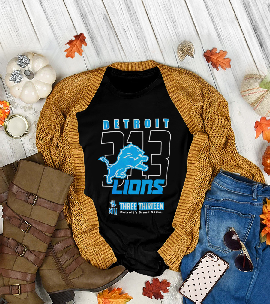 Detroit 313 Detroit Lions Three Thirteen XIII Brand Name T-Shirt