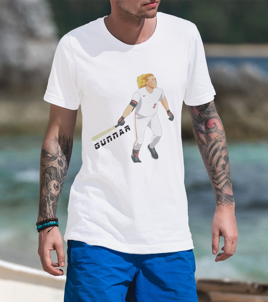 Gunnar Henderson Baltimore Orioles Cartoon Baseball Player T-Shirt