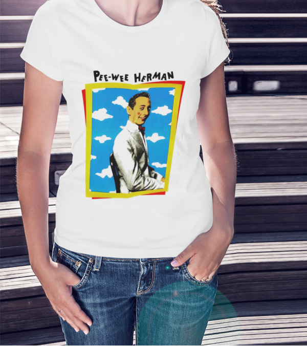 Pee-Wee Herman Paul Reubens Retro Pop Art Style Bright Blue Background T-Shirt