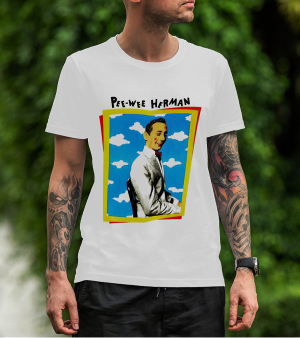 Pee-Wee Herman Paul Reubens Retro Pop Art Style Bright Blue Background T-Shirt