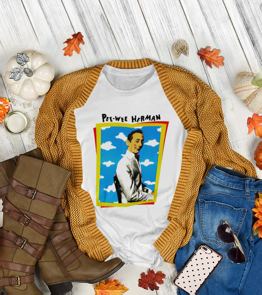Pee-Wee Herman Paul Reubens Retro Pop Art Style Bright Blue Background T-Shirt