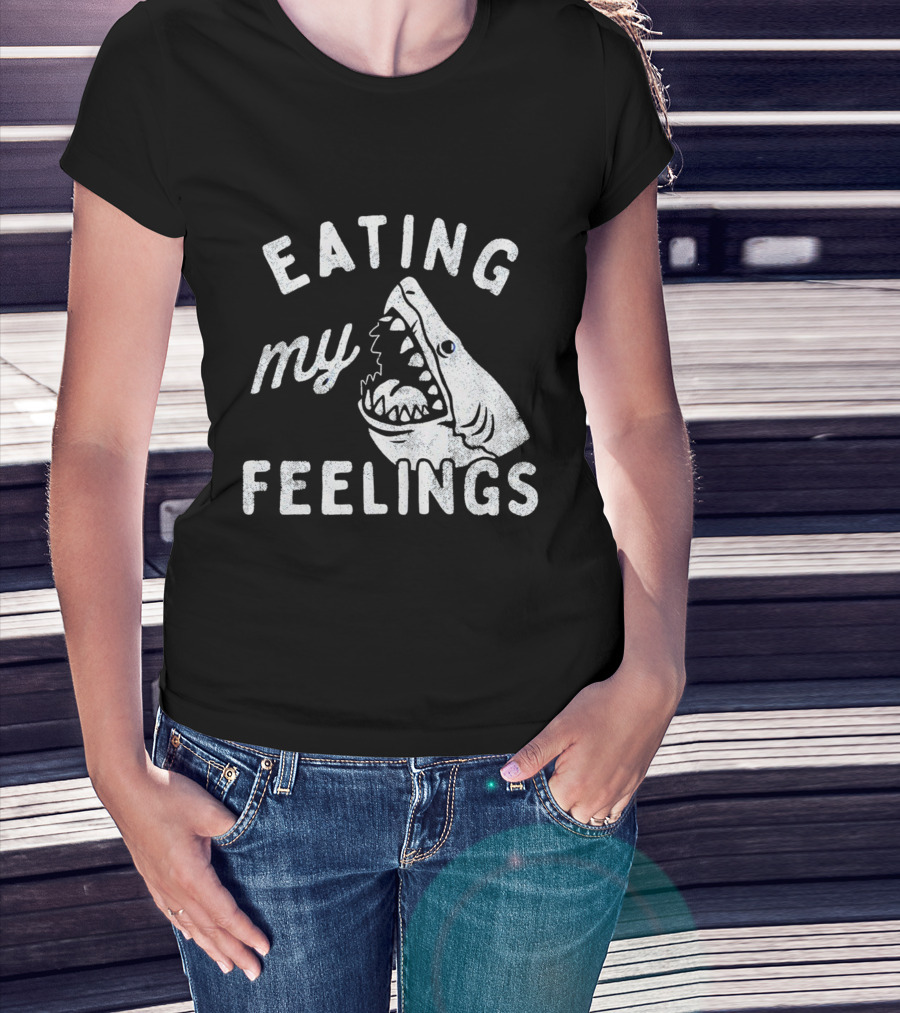 Shark Eating My Feelings With Open Mouth And Blue Eye T-Shirt
