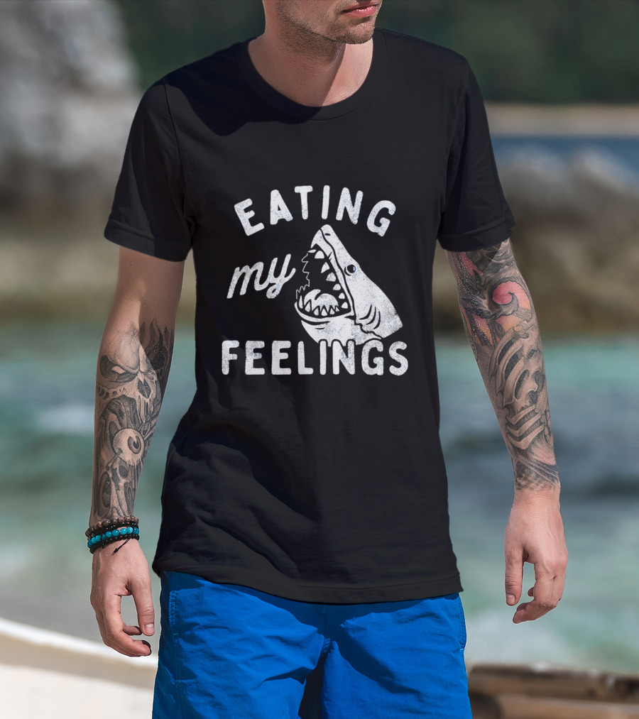 Shark Eating My Feelings With Open Mouth And Blue Eye T-Shirt