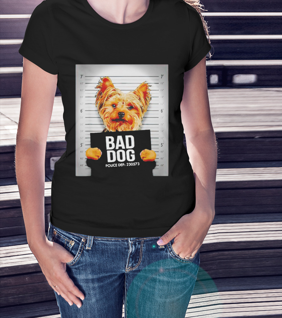 Bad Dog Yorkie Mugshot Police Dept 230573 T-Shirt