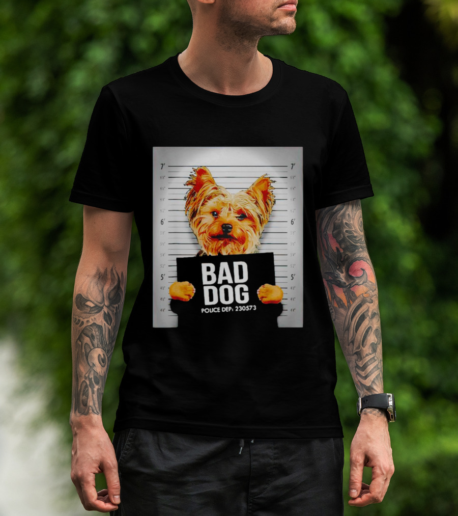 Bad Dog Yorkie Mugshot Police Dept 230573 T-Shirt