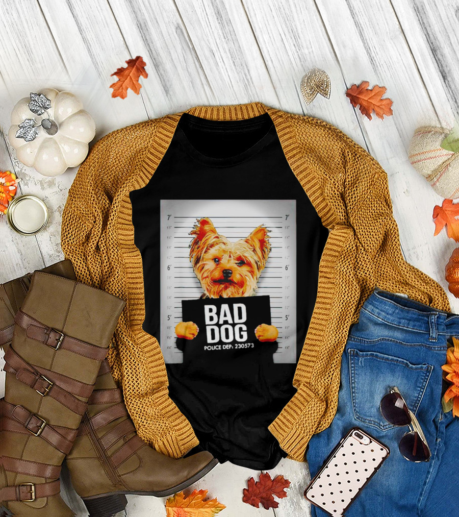 Bad Dog Yorkie Mugshot Police Dept 230573 T-Shirt