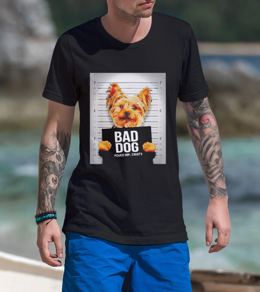 Bad Dog Yorkie Mugshot Police Dept 230573 T-Shirt