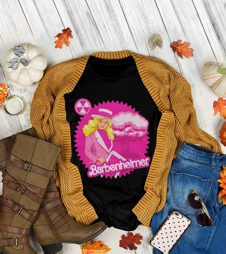 Barbenheimer Pink Explosion Icon with Radioactive T-Shirt