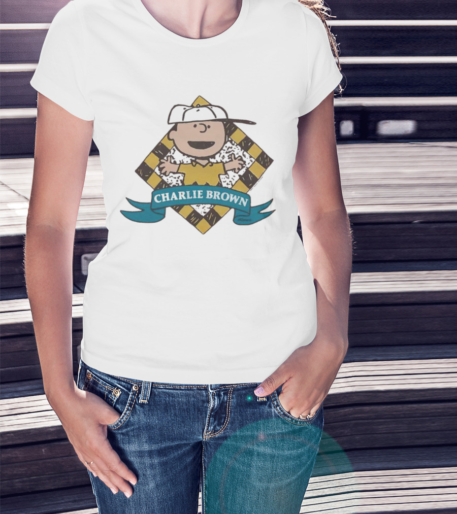 Charlie Brown Baseball Cap Checkered Diamond T-Shirt