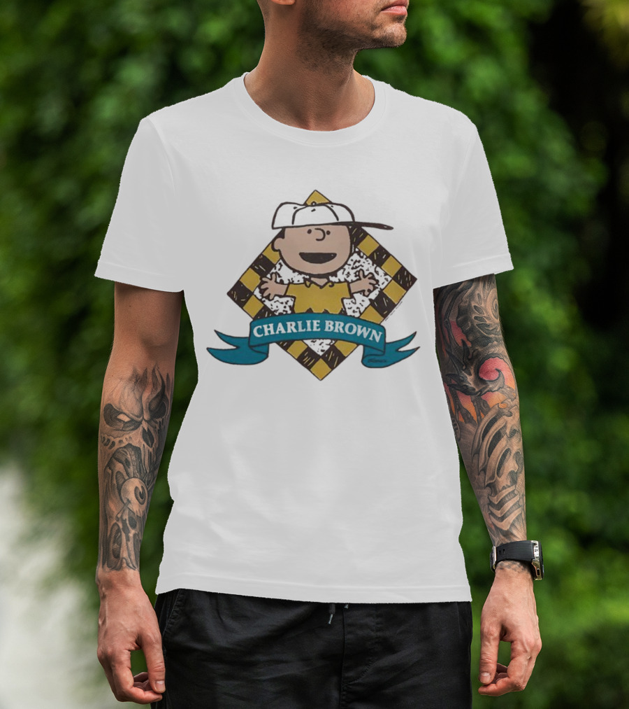 Charlie Brown Baseball Cap Checkered Diamond T-Shirt