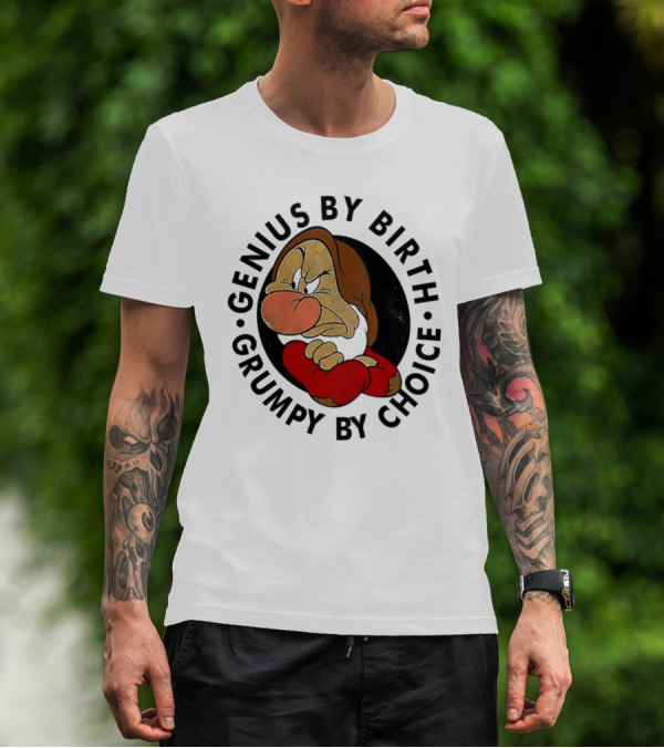 Genius By Birth Grumpy By Choice Character T-Shirt